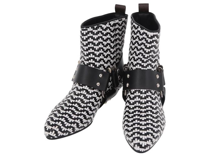 LOUIS VUITTON Baroque Line Knöchelboots Leder Schwarz LV Auth 187687M