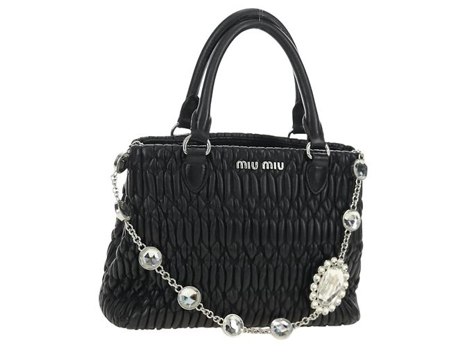 Borsa Miu Miu in pelle 2 way nera argento Auth 187138SAV Nero