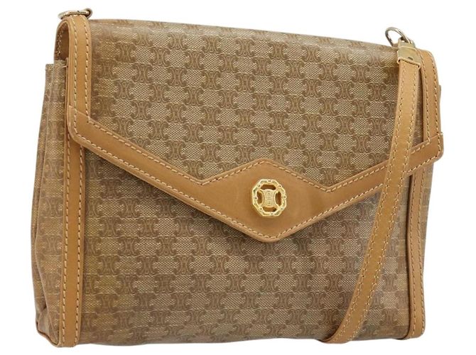 Céline Borsa a Spalla CELINE Macadam Canvas PVC Beige Oro Auth BA13580 D'oro