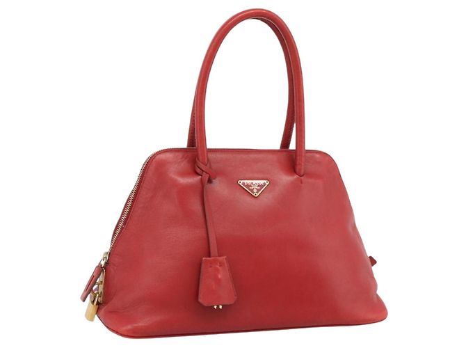 Borsa PRADA in pelle rossa e oro Auth 187417A Rosso D'oro
