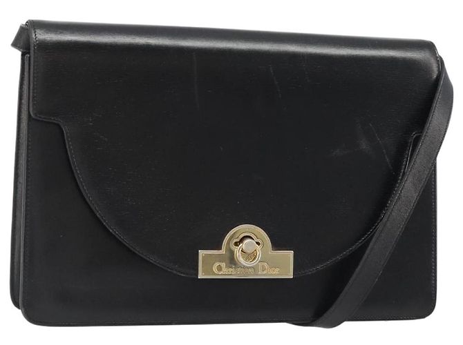 Borsa a Spalla Christian Dior in Pelle Nera e Oro Auth BA13501 Nero D'oro