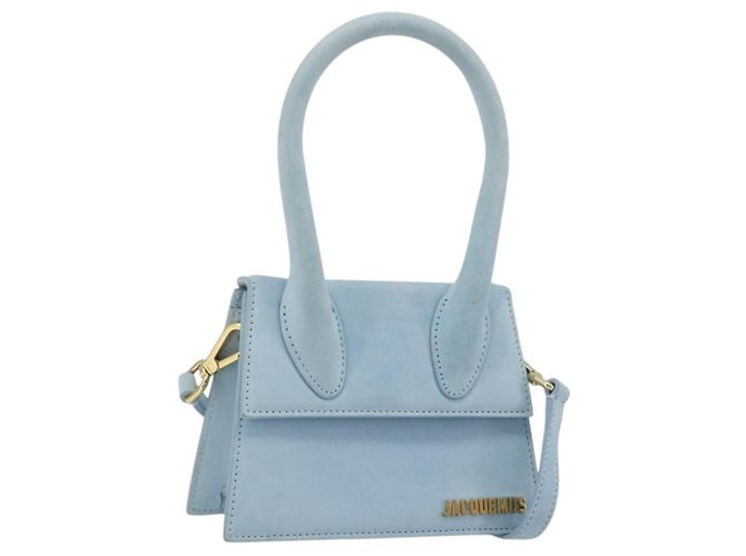 Sac à main JACQUEMUS en daim 2way Bleu clair Or Auth 188870M Doré