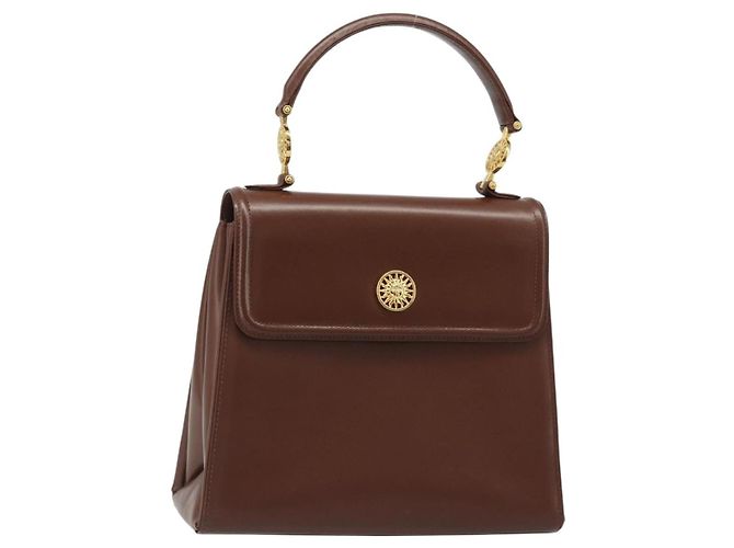 Bolsa VERSACE de couro marrom e dourado Auth BA13612A