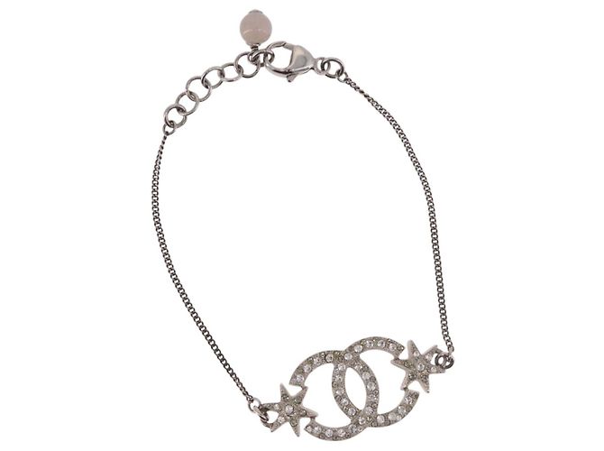 Bracciale CHANEL Metallo Argento CC Auth BA13638M