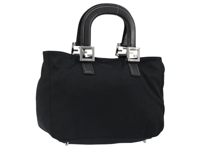 Bolsa FENDI em jersey de algodão preto e prata Auth hk3809