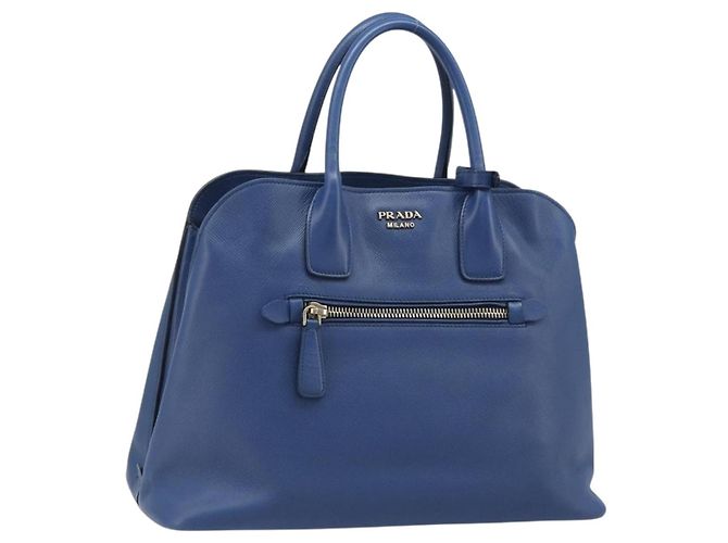Saffiano Borsa PRADA in pelle Safiano blu e oro Auth 186433A D'oro