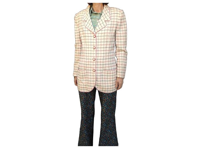 Blazer Emanuel Ungaro Parallèle em lã e algodão Branco Vermelho Azul