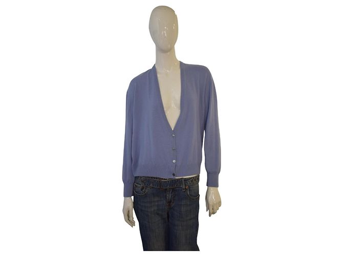 Jil Sander V-Ausschnitt Cardigan aus Kaschmir Hellblau