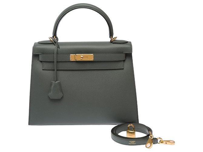 Hermès Bolsa HERMES Kelly 28 em Couro Verde - 103701