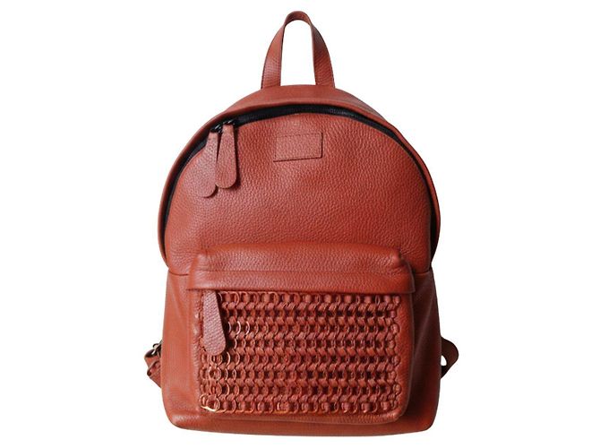 Autre Marque Brauner Lederrucksack Orange