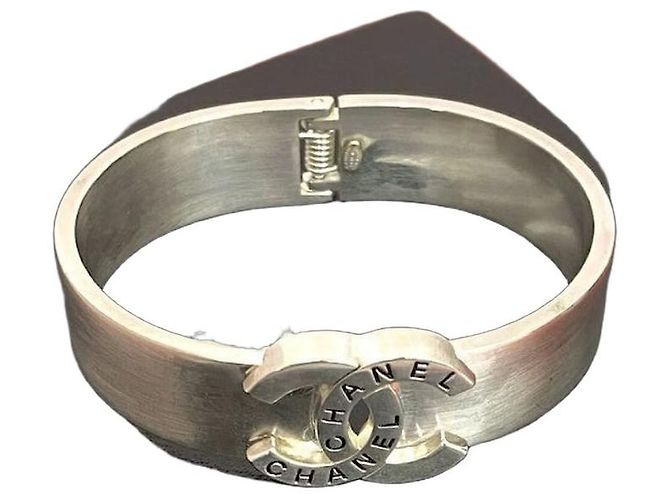 Timeless Chanel Coco Mark Metallarmband Silber