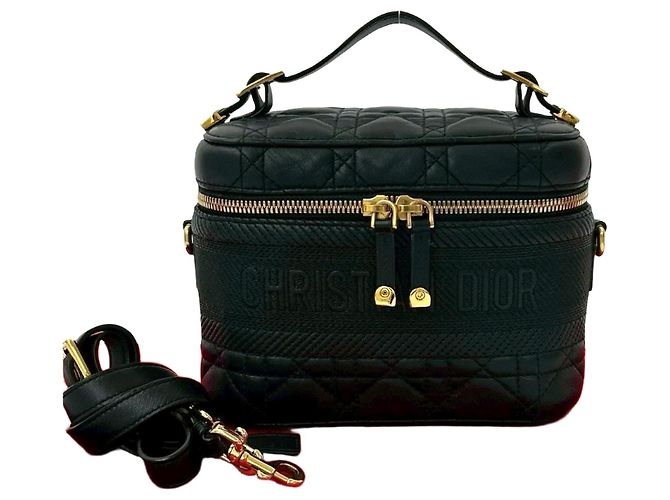 Bolsa 2way de couro Cannage Christian Dior Preto
