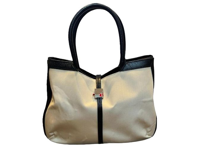 Borsa Bally in pelle e tessuto Nero Beige