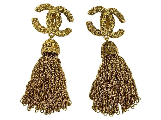Orecchini a clip Chanel Vintage Coco Mark con nappa D'oro
