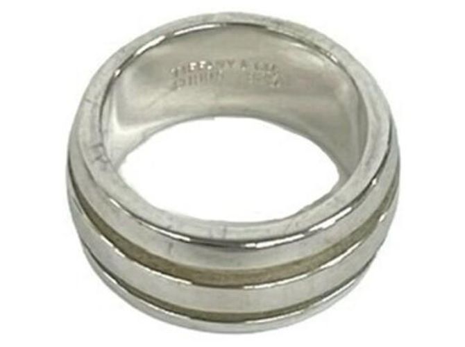 Anel Tiffany & Co. Silver 925 Groove Double Line Prata