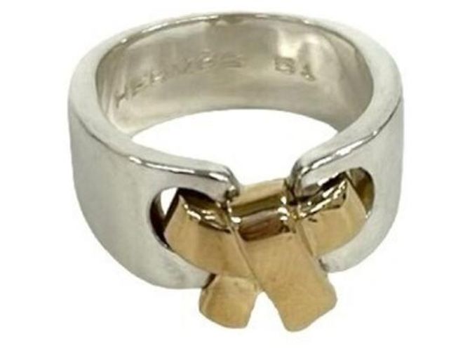 Hermès HERMES Russet Ribbon Ring Silber Golden