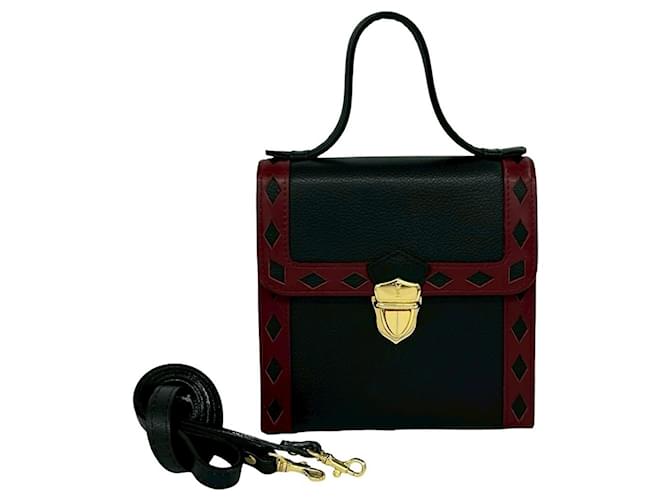 Sac à bandoulière 2-en-1 en cuir avec découpes Yves Saint Laurent Noir Rouge 