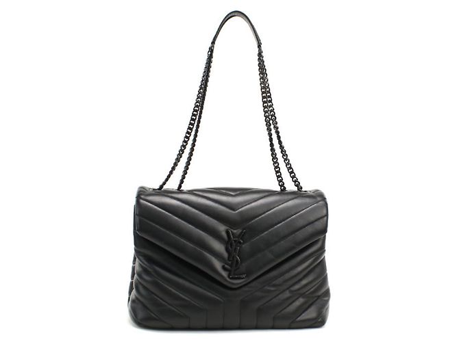 Bolsa de ombro em couro de vitelo preto Saint Laurent