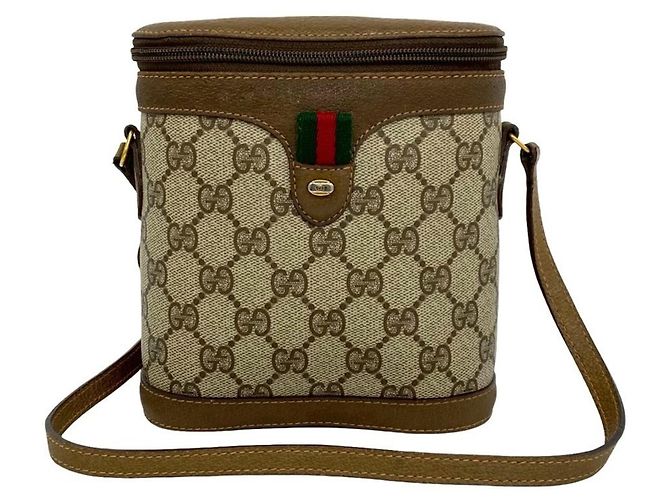 Mini bolsa de ombro Gucci Old Sherry Line Marrom Vermelho Verde