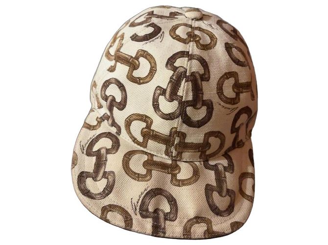 Boné Gucci Monogram Bege e Castanho Marrom