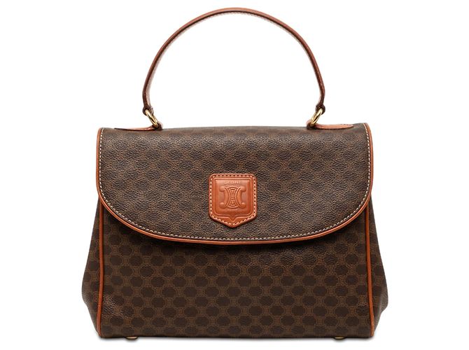 Céline Sac à main Celine en toile enduite Macadam marron