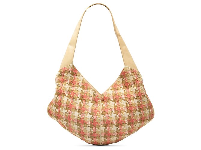 LOEWE Bolsa Hobo de Tweed Bege com Padrão Pied-de-Poule