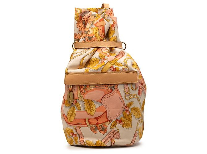 LOEWE Beige Botanical Printed Canvas Backpack