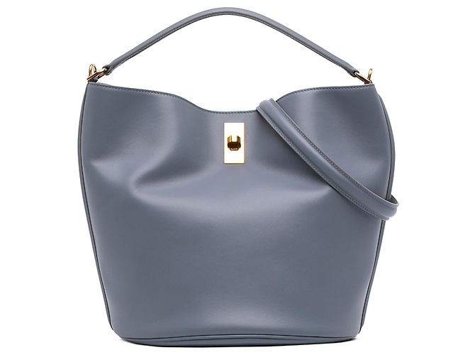 Céline Celine Bucket 16 em couro de bezerro liso cinza tamanho Medium Marrom Cinza antracite