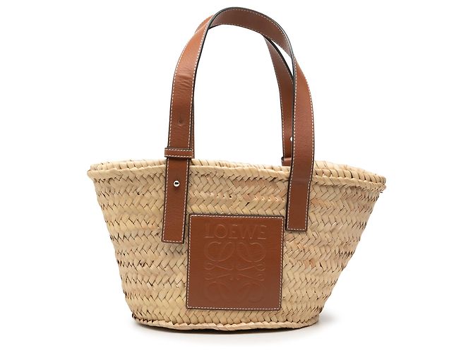 Cabas LOEWE Beige Small Raffia Anagram Basket