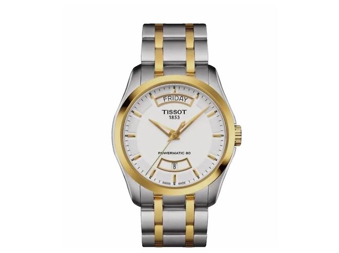 Relógio Tissot Powermatic 80 em aço inoxidável e ouro Branco Dourado
