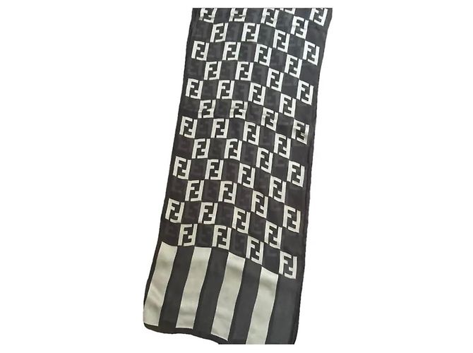 Sciarpa in seta Fendi FF Monogram Bianco