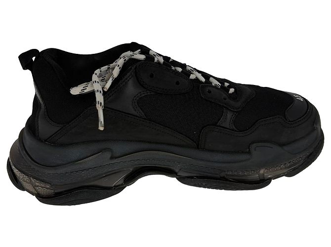 Balenciaga Triple S Sneaker mit transparenter Sohle aus schwarzem Polyester