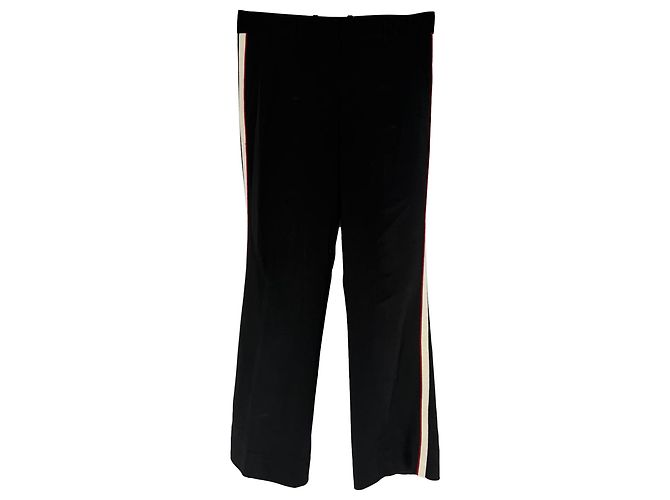 Calças de perna reta com risca lateral Gucci em viscose preta