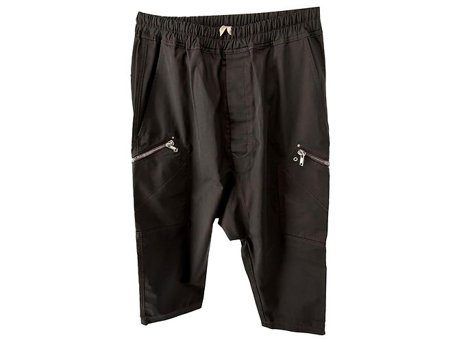 Rick Owens Zipped Cargo Pants in Black Polyester