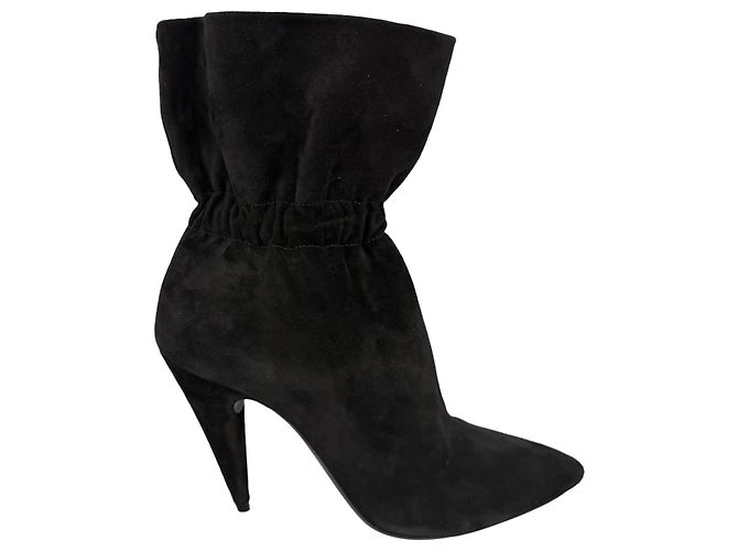Botas de cano curto com elástico Étienne da Saint Laurent em camurça preta Preto