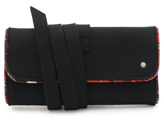 Hermès Hermes Silk In Felt Silk Pouch Black