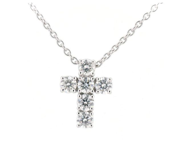 Autre Marque Collana a Croce con Diamanti De Beers Au750 Argento