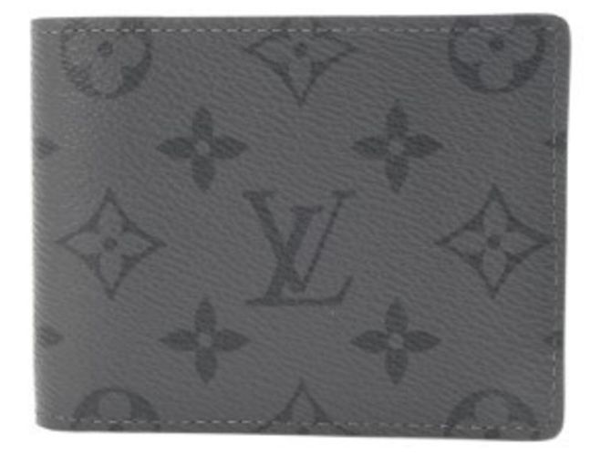LOUIS VUITTON Louis Vuitton Monogram Eclipse Reverse Portefeuille Slender Grey Uomo in tela Billfold Non utilizzato Ginzo Marrone