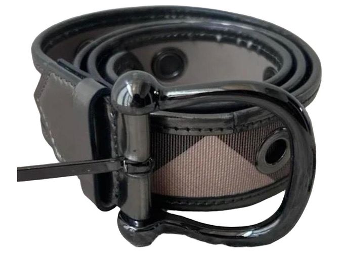 Burberry Nova Check Belt Brown Beige Dark red
