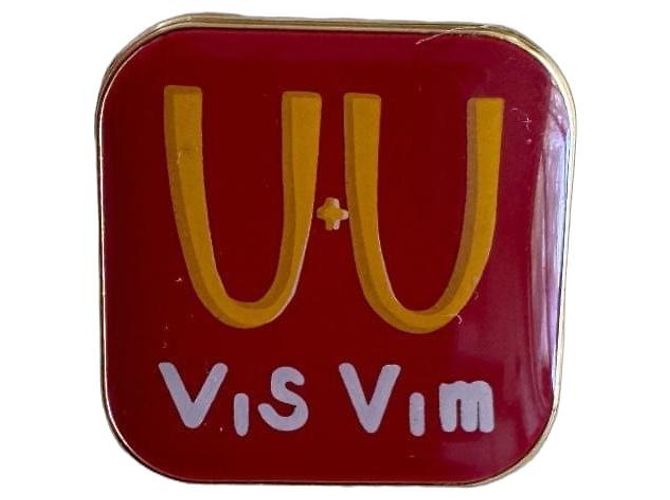 visvim Brass Logo Pin Badge Brooch Red Golden