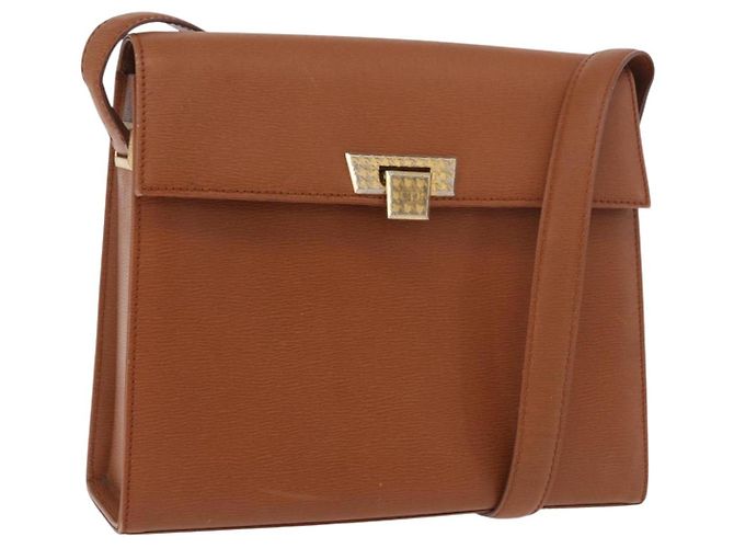 Borsa a tracolla Christian Dior in pelle marrone oro Auth 187986 D'oro