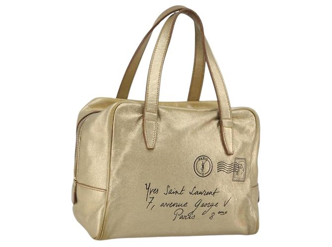 Bolsa SAINT LAURENT Y Mail em couro Ouro Auth 188208 Dourado