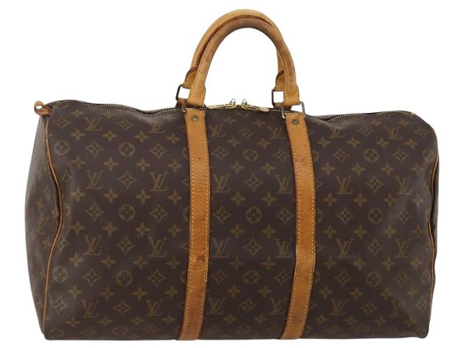 LOUIS VUITTON Monogram Keepall 50 Boston Bag M41426 LV Auth 188711 Monograma