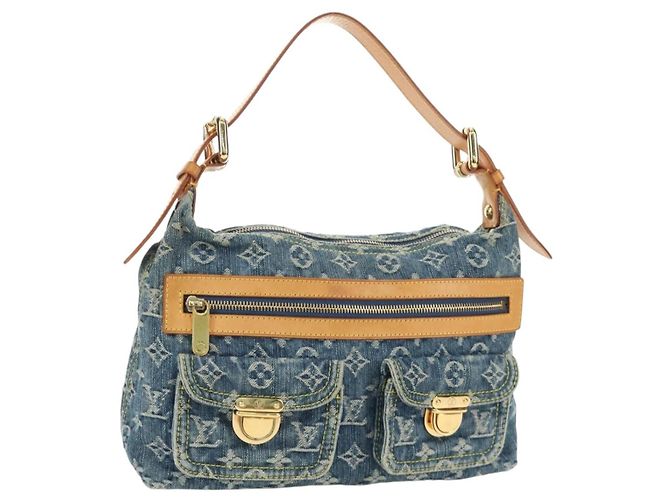 LOUIS VUITTON Bolsa de Ombro Monogram Denim Buggy PM Azul M95049 LV Auth mr2567SAM