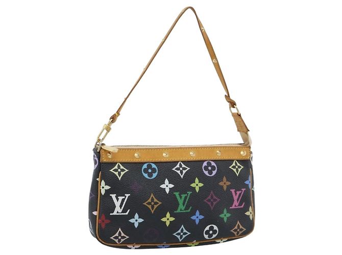 LOUIS VUITTON Monogram Multicolor Pochette Accessoires Bolsa M92648 Auth 188994V Preto