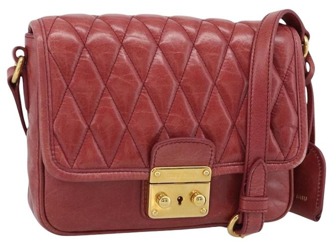 Borsa a Spalla Miu Miu in Pelle Rossa e Oro Auth BA13578A Rosso D'oro