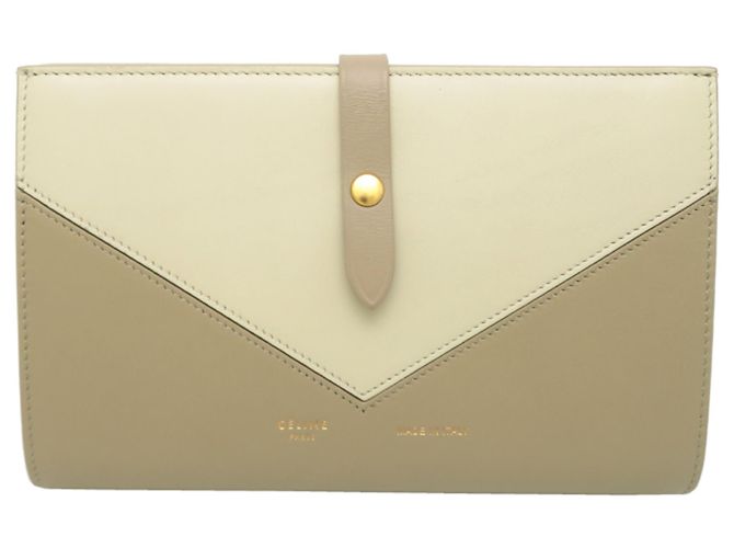 Céline Celine Envelope Wallet - Beige Leather Bi-fold