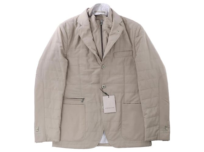 Corneliani Wool Jacket in Beige, Size 48 IT