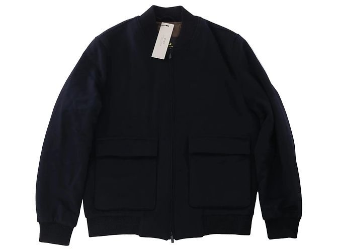 Corneliani O.Wear Bomber Jacket in Navy Blue, Size 50 IT Grey