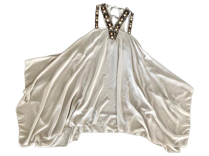 Autre Marque Lombok Ibiza Beige Sommerkleid Perlen